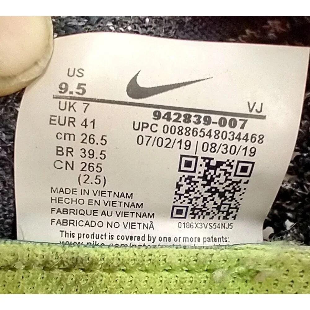Nike Womens 9.5 Free RN Flyknit 942839-007‎ Black Pink Running Shoes Sneakers